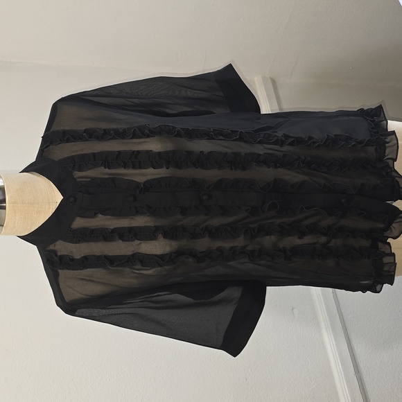 Norma Kamali Tops - 🌸Norma Kamali X Revolve Black‎ Sheer Blouse Large